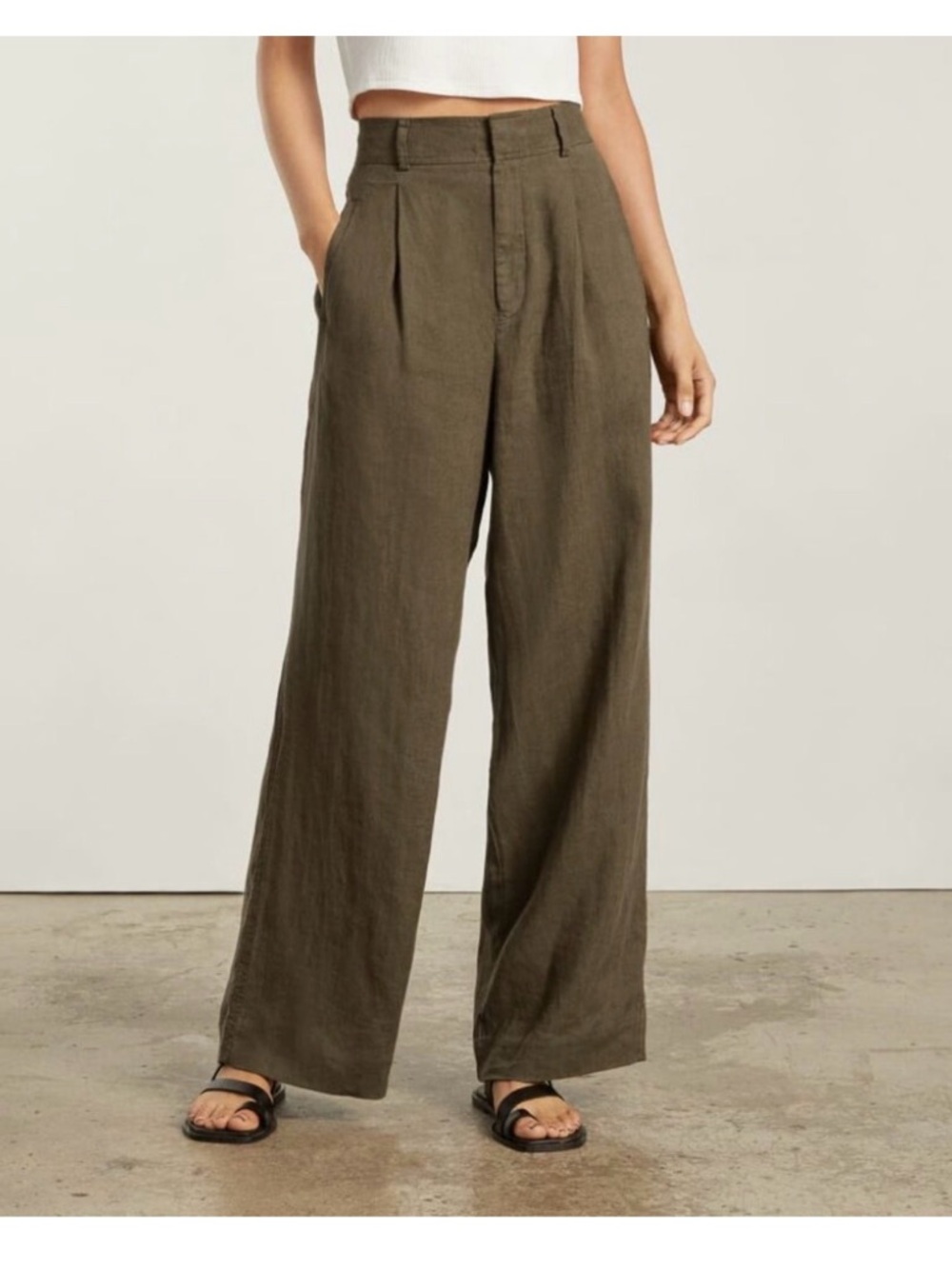 Everlane Linen Way High Pants in Beech - Picture 3 of 7